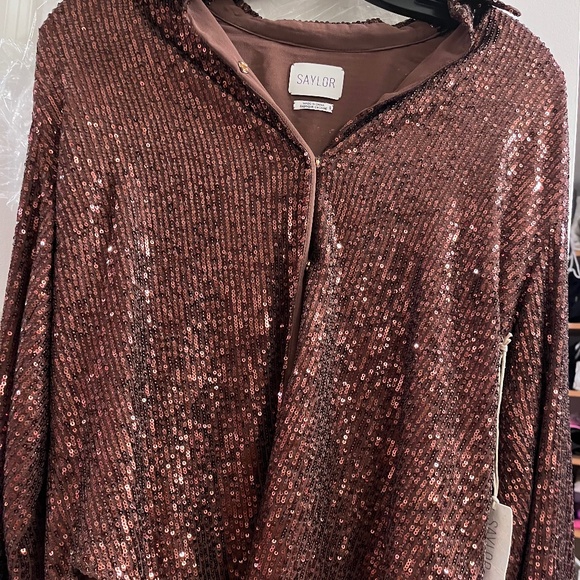 BNWT SAYLOR SEQUIN BRONZE BLOUSE SZ SMALL - Picture 1 of 6